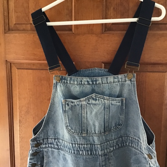 Cider Overalls Wm 1XL Wide Leg Lightwash Denim Jean One Piece Pocket Suspenders - Picture 2 of 7